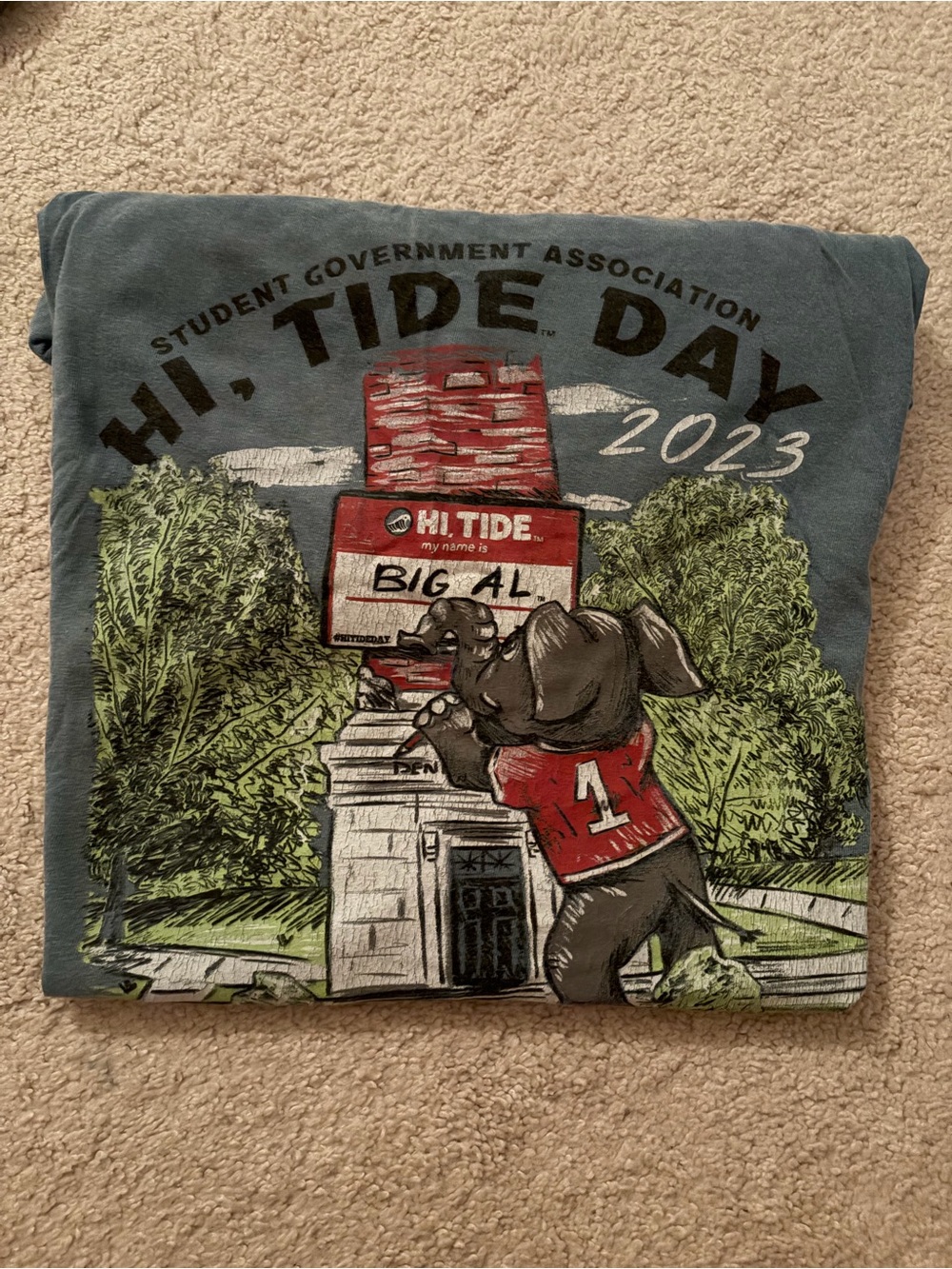 The University of Alabama 
Hi, Tide Day 2023 Big Al Graphic Tee - Blue